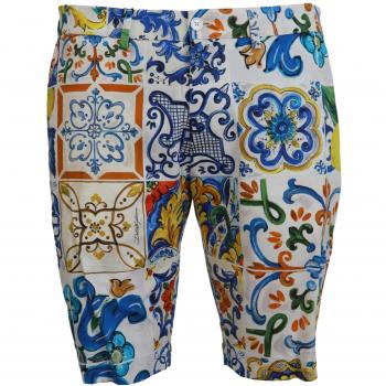 Dolce & Gabbana Majolica Print Cotton Chinos Shorts - IT52 | XL