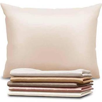 1x Funda de Almohada Seda 50x70cm, Marfil, 19 Momme - 100% Seda de Morera Doble Lado - Vendido por Unidad - Fundas Cojines con Beneficios para el Pelo y la Piel - Antiarrugas - Antiacaros