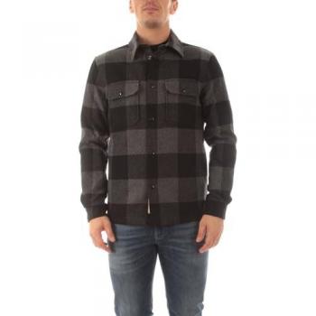 Woolrich Alaskan Wool Check Overshirt for Men - Black and Grey Tartan, Size L