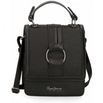 Pepe Jeans Daphne Bolso Bandolera Negro 17x21x9 cms Piel Sintética