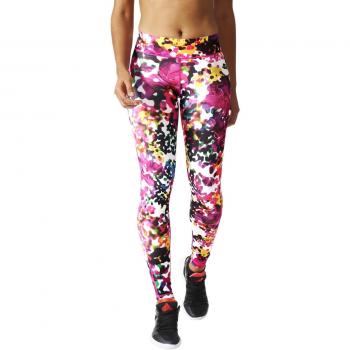 adidas Wo Long Flower - Mallas para mujer, color rosa / negro, talla 2XLS