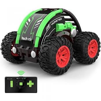 tech rc Mini Coche de Control Remoto 4WD, Coche de Acrobacias Giratorio de Boble Cara de 360°, Batería Recargable Incorporada, Coche Teledirigido para Niños por Radio de 2,4 GHz