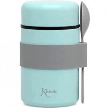 Kiokids Termo Acero Inoxidable 500ml Con Cuchara Papillero Azul