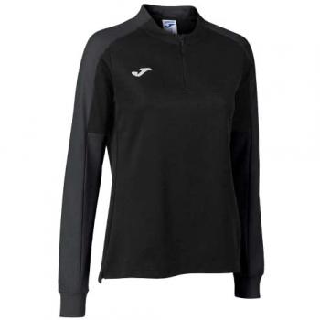 Sudadera mujer eco championship negro antracita Joma con media cremallera, fabricada en material reciclado
