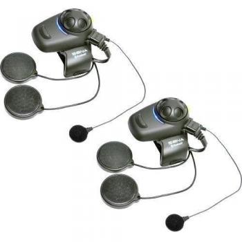 Sena SMH5D-FM-02 Auricular E Intercomunicador Bluetooth, Con Sintonizador De Fm Integrado, Para Scooters Y Motocicletas, Paquete Doble, Con Kit Para Casco Integral
