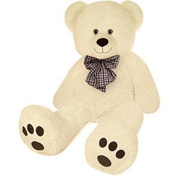 Deuba Oso de Peluche Grande con Lazo Crema 100cm Osito Teddy Muñeco de Suave Felpa Juguete Regalo