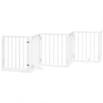 vidaXL Dog Gate with Door Foldable 6 Panels White 300 cm Poplar Wood