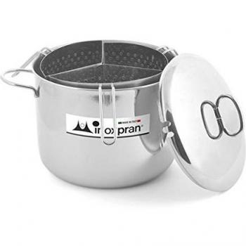 Inoxpran Cuocipasta Cuocipasta 3 Rejillas, Acero Inoxidable, 38 X 32 X 25-33 cm