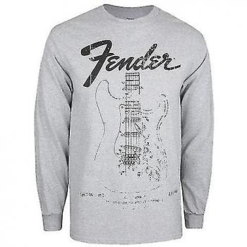 Camiseta de manga larga para hombre Fender de guitarra en color gris, talla M