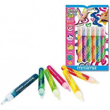Mitama 62512 Stick It 6 pegamento con purpurina, efecto en relieve retorcido, 10,5 ml, paquete de 12
