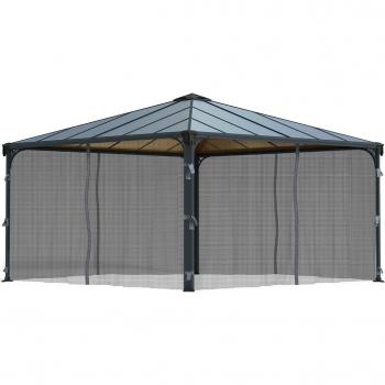 Caseta de Jardín de PVC 7.5m² DECO Gris Claro y Blanco con Kit de Anclaje GrosfillexTerraza Cubierta Aluminio Blanco Policarbonato 8mm 400x