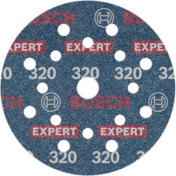 Disco de lija Bosch Expert O780, 50 unidades, 125 mm, Grano 320 para Madera dura y Pintura
