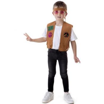 Kit de Hippie Marrón para Niño: Chaleco y Cinta para la cabeza - Conjunto de Disfraz Hippie Infantil