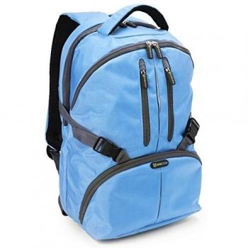 Evecase Mochila de nylon con cubierta de lluvia, para cámara DSLR - color Celeste