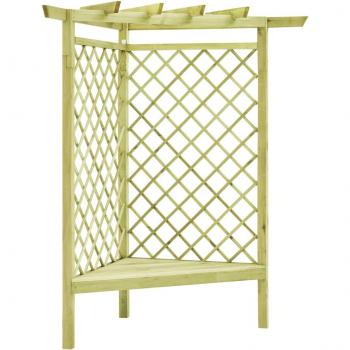 Pérgola Esquina y Asiento 130x130x197 cm en Madera de Pino Impregnada