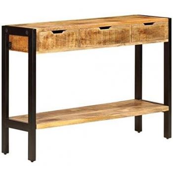 Solid Mango Wood Sideboard with 3 Drawers - 110x35x75 cm