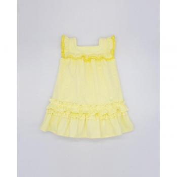 Vestido amarillo de bebé niña con rayas y volantes