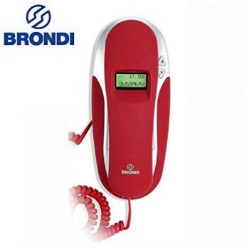 Telefono Fijo Brondi Kenoby CID Rojo y Blanco con Identificador de Llamadas