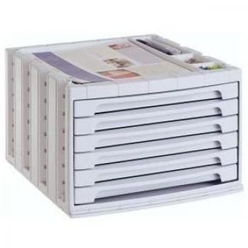 Módulo archivador apilable de 6 cajones ArchivoTec Serie 6000 en color gris claro