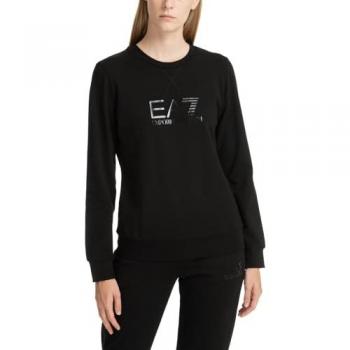 EA7 Emporio Armani Women's Black Plain Logo Sweatshirt Size S