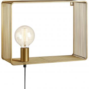 Aplique de pared interior SHELF dorado 1 luz E27 con estante en metal de 38 cm