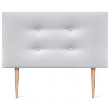 Cabecero de Cama Tapizado en Polipiel Blanco Aqualine Pro con 2 Hileras de Botones y Patas (105x105cm)