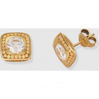 Pendientes de oro amarillo con circonitas incrustadas, diseño elegante y brillante