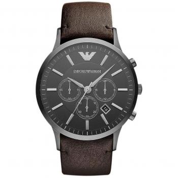 Emporio Armani Reloj de Pulsera para Hombre AR2462, Cuero Sportivo Marrón, Tamaño Único