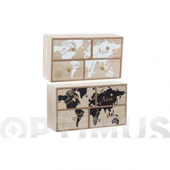 Mini armario de madera 30 x 17 x 11 cm con diseño de mapa mundi surtido