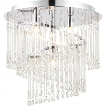 Plafón Camille - Lámpara de techo empotrada en espiral de 4 luces, cromo, vidrio transparente, G9