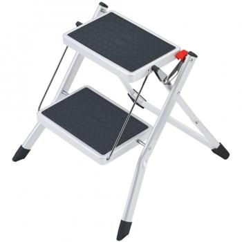 Hailo 4310-001 Mini StandardLine Taburete Escalera de Acero con 2 Peldaños, Color Blanco/Antracita