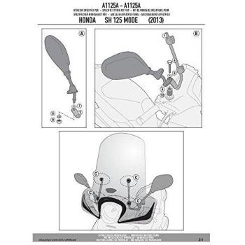Kit de Montaje para Parabrisas GIVI A1125A para Moto y Scooter Honda SH Mode 125