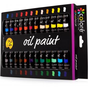 Juego de aceite pintura conjunto - perfecto para uso en horizontal y vertical pintura en lienzo - ideal para artistas profesionales, los estudiantes y principiantes - Set de 24 colores pigmentada acei