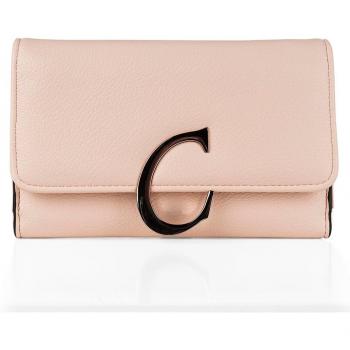 Cimarron - Cartera de mujer de marca en eco piel con monedero grande, compartimentos y cierre central de cremallera, asa adicional y protección RFID en color marfil