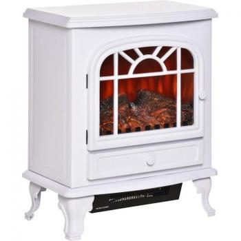Homcom Chimenea Eléctrica Portátil 1000/2000W con Efecto Llama Regulable, Termostato Ajustable y Protección Sobrecalentamiento, Dimensiones 51x28x