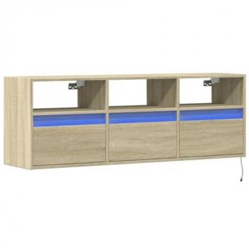 Mueble TV Multimedia con Luces LED, Estantería Buffet para Comedor y Salón, Roble Sonoma 130 x 31 x 45 cm, Color Marrón