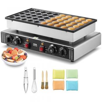 VEVOR Commercial Mini Dutch Pancake Maker, 50PCS 43mm Diameter Dorayaki Machine, 1700W Dual Temperature & Time Control, Non-stick Stainless Steel for Home and Restaurant