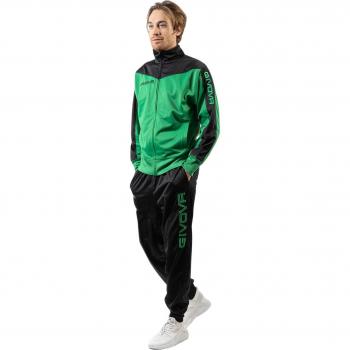 Givova Chándal Roma Verde - Chándal de entrenamiento, color verde, fabricado en material ligero y transpirable, incluye chaqueta con cremallera y pantalones con elásticos en la cintura y tobillos