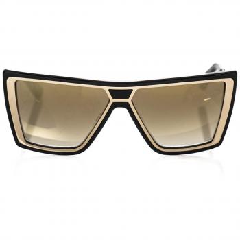 Frankie Morello Black Acetate Sunglasses, Female, Size: ONE SIZE, Black with Brown Mirror Lenses
