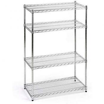 Estantería de malla de alambre de acero cromada Kaiserkraft 929865, carga por balda 150 kg, dimensiones AxP 910 x 460 mm, estantería básica con altura de 1370 mm y