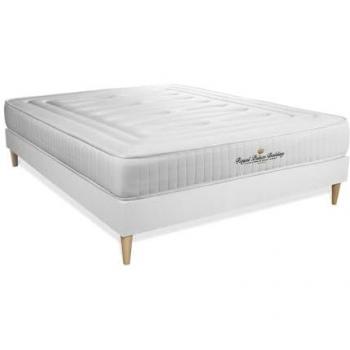 Royal Palace Bedding - Somier blanco + Colchón viscoelástico 135 x 200 cm, Grosor: 20 cm, Firme, 3 Zonas de Confort