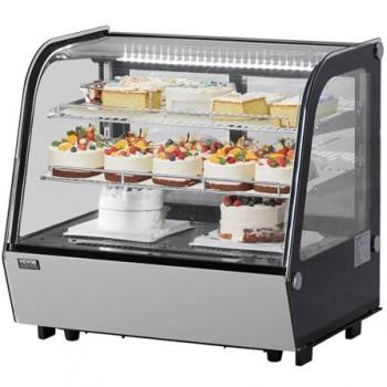 VEVOR 115L Commercial Refrigerated Display Case, 2-Tier Pastry Showcase with LED Lighting, Turbo Cooling, Frost-Free Air-Cooling