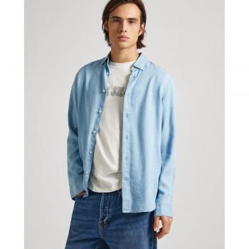 Camisa de hombre Pepe Jeans Petri en azul, estilo regular fit