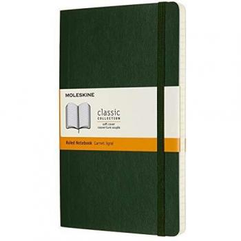 Cuaderno Moleskine Clásico Grande con Páginas Rayadas, Cubierta Suave, Color Verde Mirto
