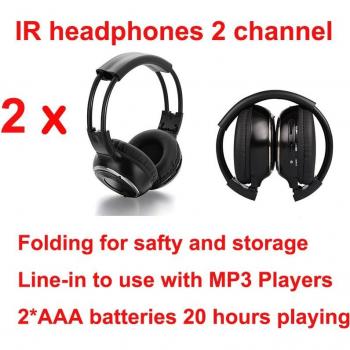Auriculares Inalámbricos Estéreo Infrarrojos para Reproductor de DVD en Techo de Coche - Dos Canales