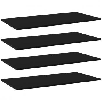 Black Engineered Wood Bookshelf Boards Set of 4, 100x50x1.5 cm (39.4x19.7x0.6)