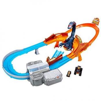 Hot Wheels Monster Trucks Escorpión súper impulso, pistas de coches de juguete