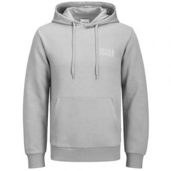 Sudadera con Capucha Jack & Jones Modelo 'ECORP' con Estampado de Logo, Color Gris Claro, Talla L