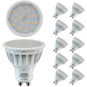 Aiwode 5W Regulable Bombilla GU10 LED,Blanco Neutro 4000K,500LM Equivalente a 50W RA85 120°Ángulo de haz,Paquete de 10.