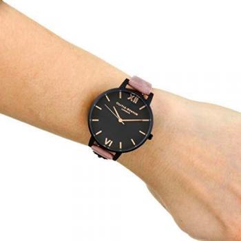 3D Bee Embellished Black & Rose Suede Women's Watch - Olivia Burton OB16ES09 (38mm)